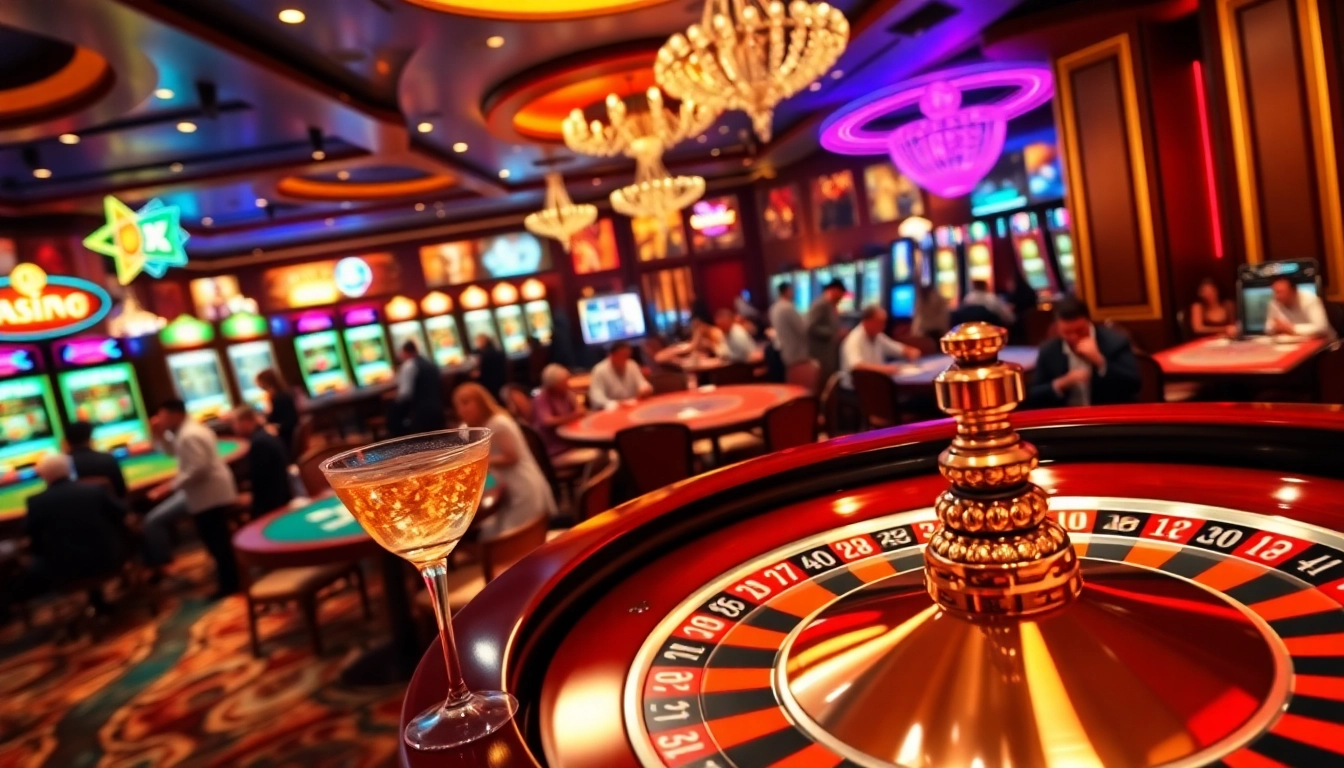 Exciting casino scene at GG88 Casino showcasing players engaged in thrilling games with chips and cards.