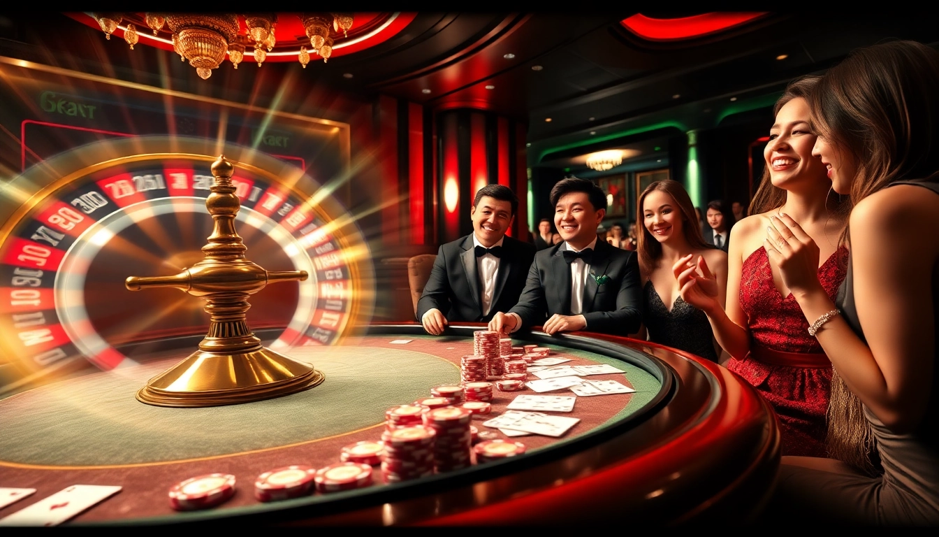 Experience the thrill of gacor123 at a high-stakes poker table with vibrant colors and lively players engaging in the excitement.